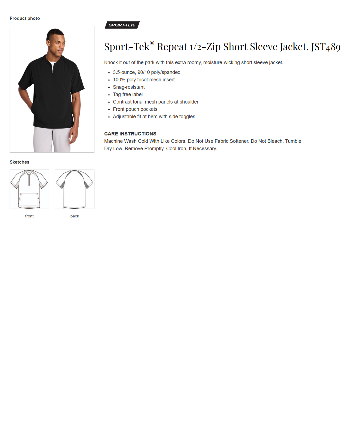 LHDD 1/2 Zip Short Sleeve Jacket